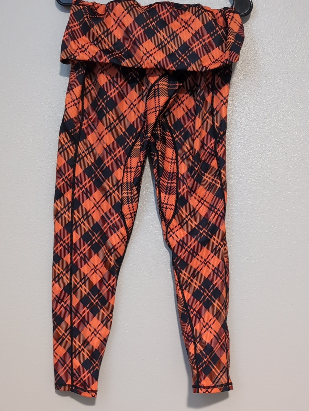 Orange & Black Plaid Active Leggings